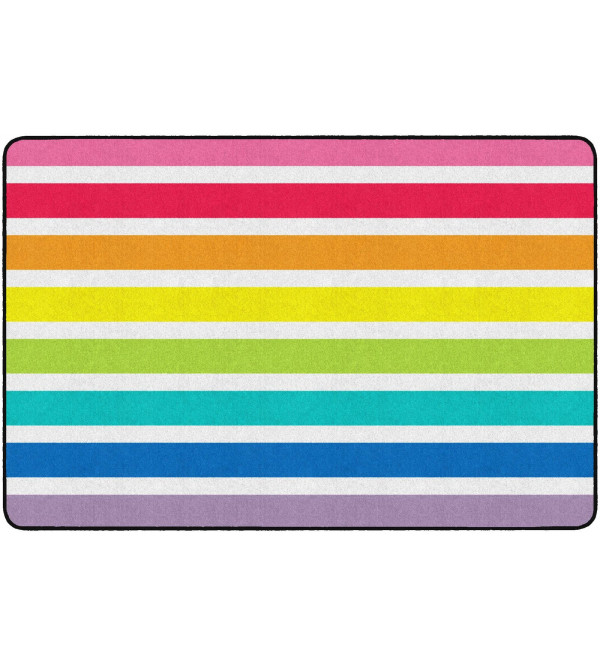 Hello Sunshine Bright Striped Rainbow, 7'6 X 12', Rectangle