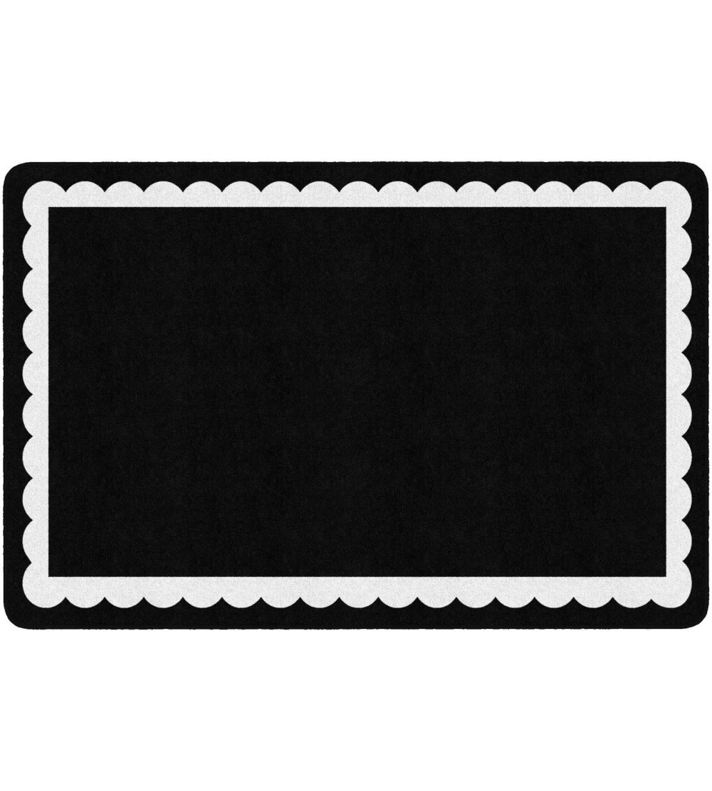 Black White & Stylish Brights Black & White Scallop Border, 5' X 7'6,  Rectangle